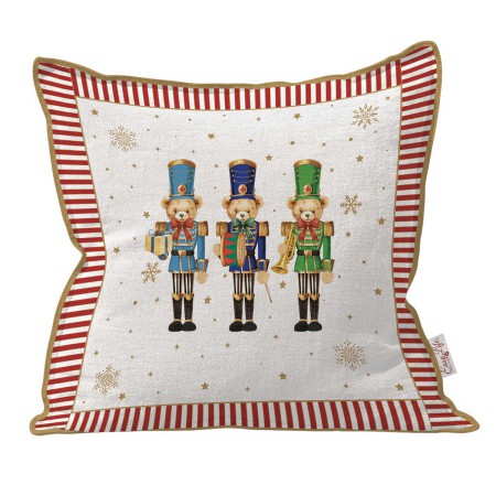 CHRISTMAS TEDDY WHITE CUSHION 45X45CM