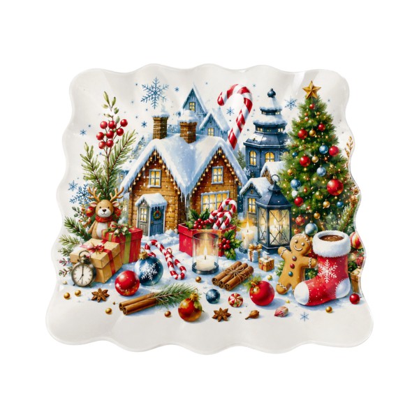GINGERBREAD ΤΕΤΡΑΓΩΝΗ ΠΙΑΤΕΛΑ 20CM ΓΥΑΛΙ