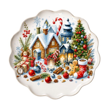 GINGERBREAD ΣΤΡΟΓΓΥΛΗ ΠΙΑΤΕΛΑ 30CM ΓΥΑΛΙ