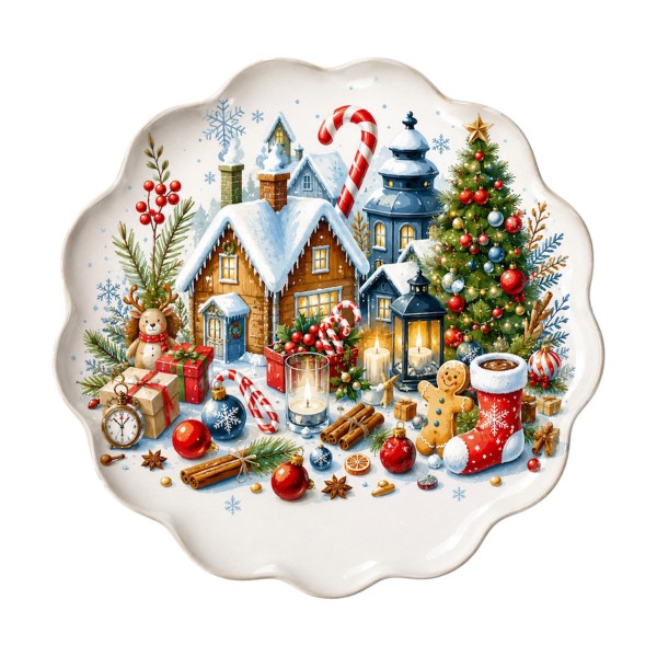 GINGERBREAD ΣΤΡΟΓΓΥΛΗ ΠΙΑΤΕΛΑ 30CM ΓΥΑΛΙ