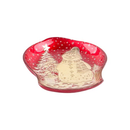SNOWMAN PLATE 16CM GLASS