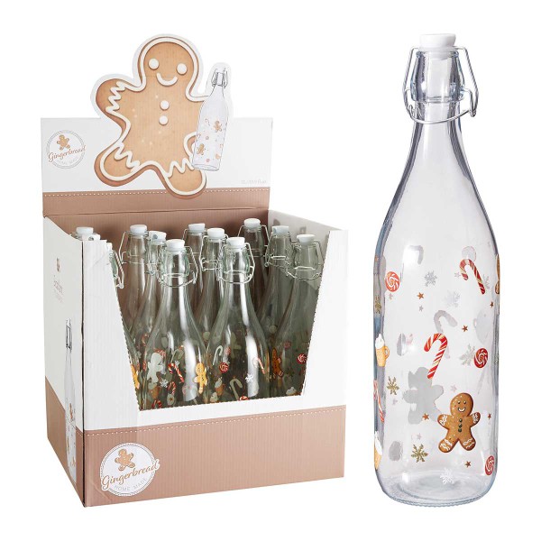 CHRISTMAS GLASS BOTTLE 1L