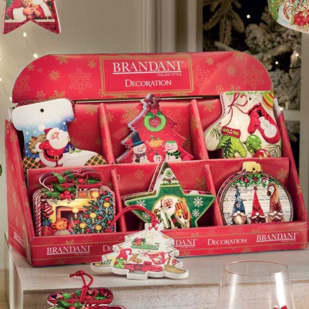 CHRISTMAS ORNAMENT CERAMIC/CORK 6 DESIGNS DISPLAY 2