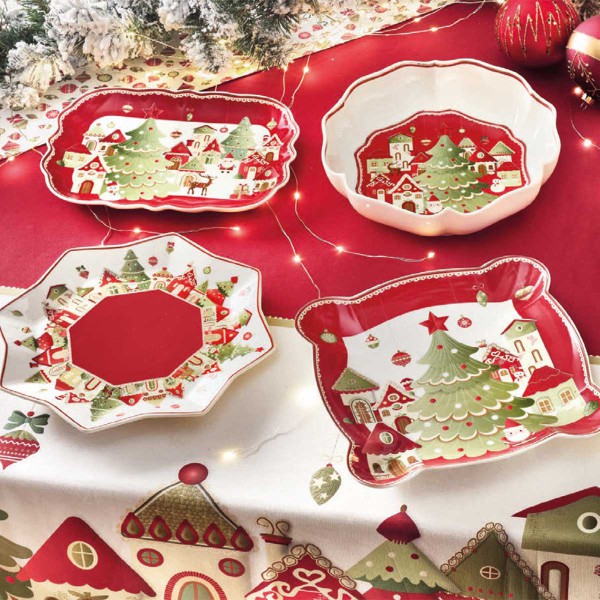 VILLAGGIO IN FESTA PLATE 24X25CM PORCELAIN
