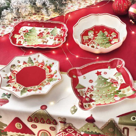 VILLAGGIO IN FESTA PLATE 24X25CM PORCELAIN