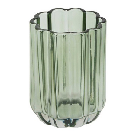 FLOREA GREEN GLASS TOOTHBRUSH HOLDER 7.7X11