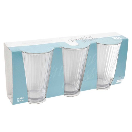 STRIPE ΣΕΤ 3 ΤΕΜ. ΠΟΤΗΡΙ ΣΩΛΗΝΑ 300ML ΓΥΑΛΙΝΟ