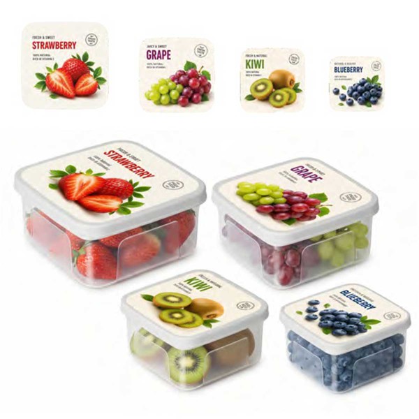 FRUITS 4PCS STORAGE BOWL 350/530/780/1160ML
