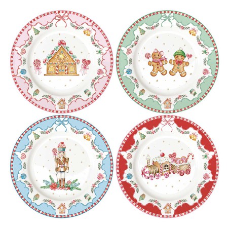 SWEET CHRISTMAS 4PCS DESSERT PLATE 19.5CM PORC