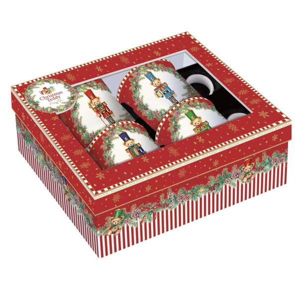 CHRISTMAS TEDDY ΣΕΤ ΚΟΥΠΑ 300ML 4ΤΕΜ ΠΟΡΣΕΛΑΝΗ