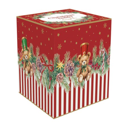 CHRISTMAS TEDDY BALL TREE 7CM ASSORTED 4