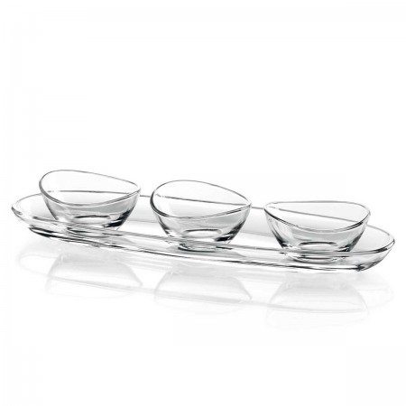 VDV PAPAYA SET 3 BOWLS 8CM & PLATE GLASS