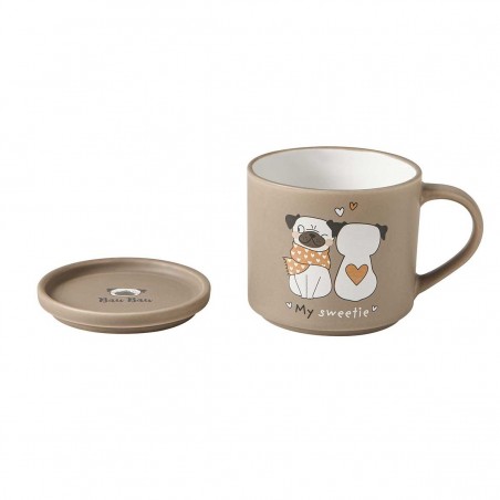 PETS 2PCS SET MUG DOGS W/COASTER PORCELAIN