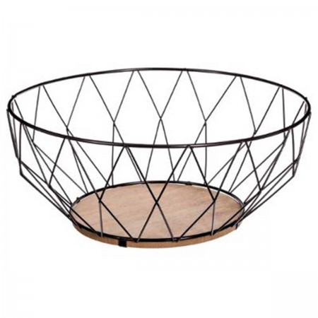 DIAMOND FRUIT BASKET BLACK 28CM METAL