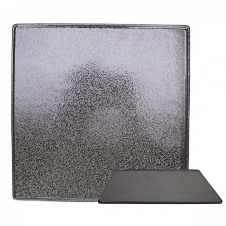 BLACK SQUARE PLATE 22,7X22,7CM CERAMIC