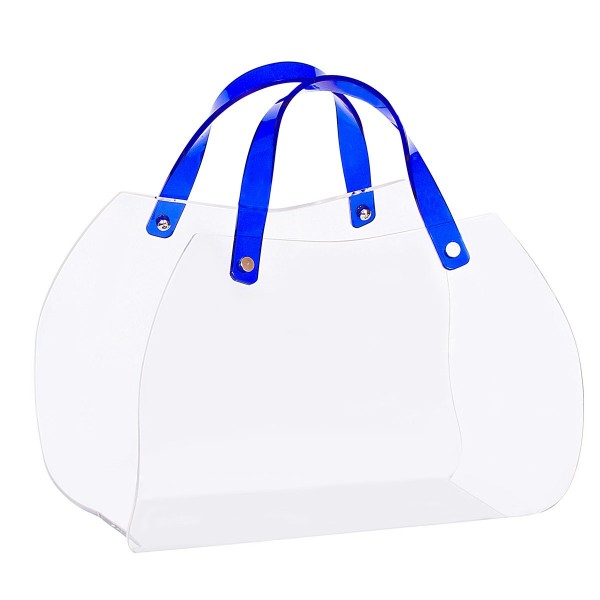 ACRYLIC NEWSPAPER RACK BLUE HANDLES