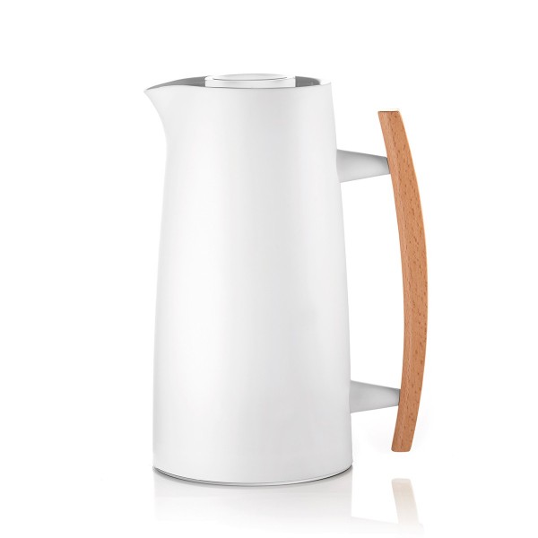 RIVIERA 63 THERMAL JUG 1000ML WHITE WOODEN HANDLE