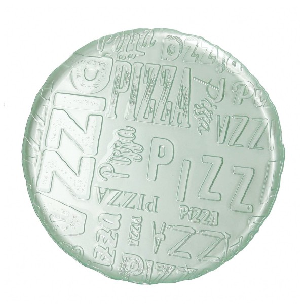 PIZZA AQUAMARINE GLASS PLATE 34CM