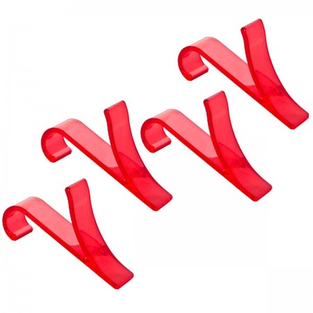 TOWEL HOOK TRANS. RED 4PCS SET