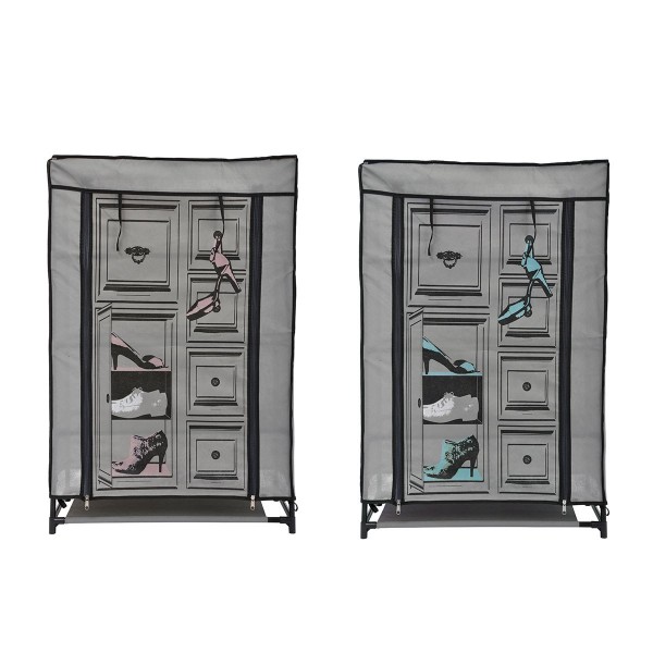 PRINTED SHOE WARDROBE PINK/BLUE METAL/POLYPROPYL
