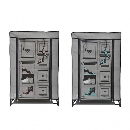 PRINTED SHOE WARDROBE PINK/BLUE METAL/POLYPROPYL