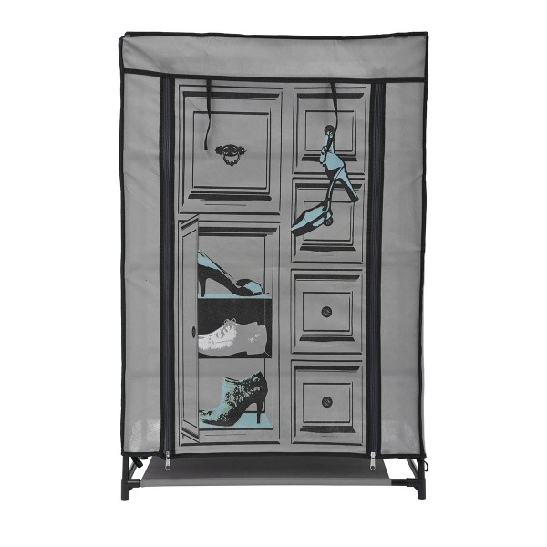 PRINTED SHOE WARDROBE PINK/BLUE METAL/POLYPROPYL