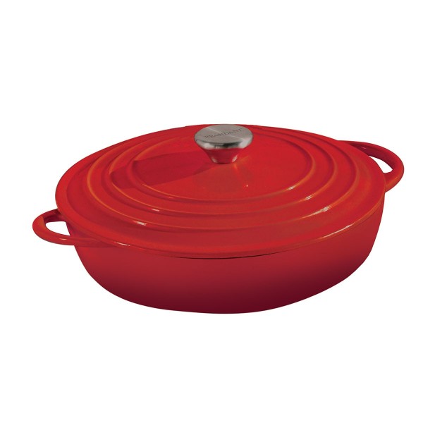 RED CASSEROLE 30X40CM 5L CAST IRON