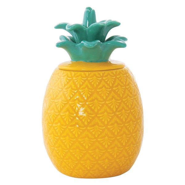 PINEAPPLE YELLOW GREEN STORAGE JAR 18CM PORCEL
