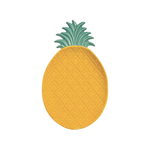 PINEAPPLE YELLOW GREEN PORC SERV PLATTER 36X21,5CM