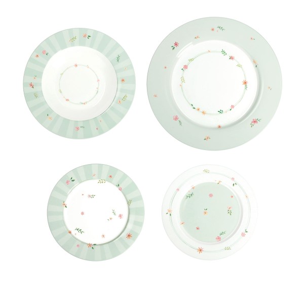 POLLINE GREEN 18PCS DINNER SET PORCELAIN