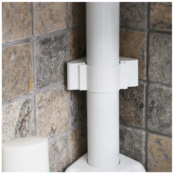 BATH CORNER SHELF STEEL TUBES WHITE