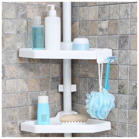 BATH CORNER SHELF STEEL TUBES WHITE