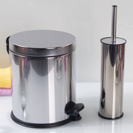 MICRO NEW SET PEDAL BIN 5LT&TOILET BRUSH INOX