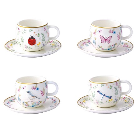 FANCY GARDEN 2PCS PORC COFFEE CUP&SAUC 120ML 4 DES
