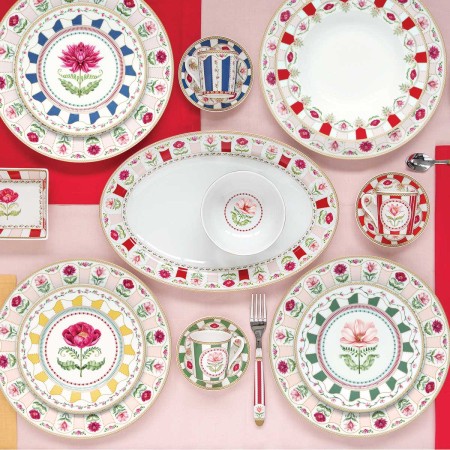 FLOWERY TRAY WITH HANDLES 33X22 MELAMINE 2