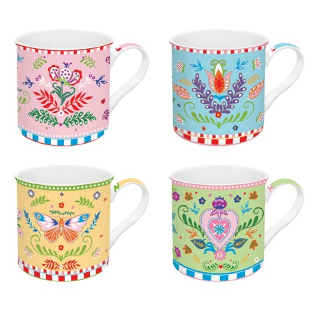 SPRING FOLK 4PCS PORCELAIN MUG 300ML SET
