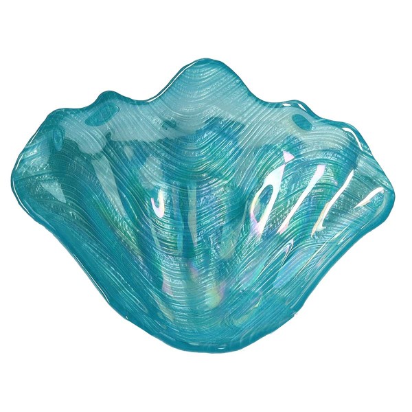 RIFLESSI SHELL TURQUOISE GLASS BOWL 28CM