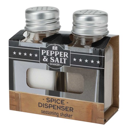 SEASONING 2PCS GLASS SALT & PEPPER SET