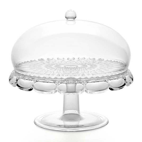 VANITY CAKE STAND W/DOME 30CM CLEAR ACRYLIC