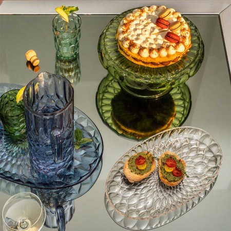 VANITY WATERLILY CAKE STAND W/DOME 30CM GREEN ACRY 2