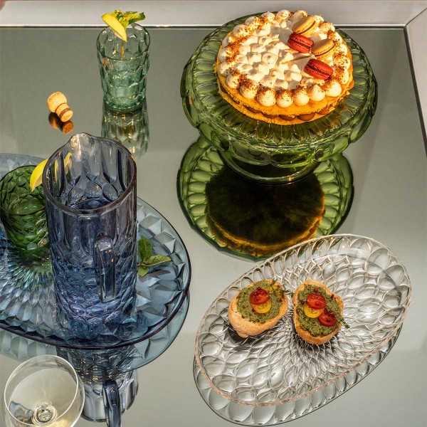 VANITY WATERLILY CAKE STAND W/DOME 30CM GREEN ACRY