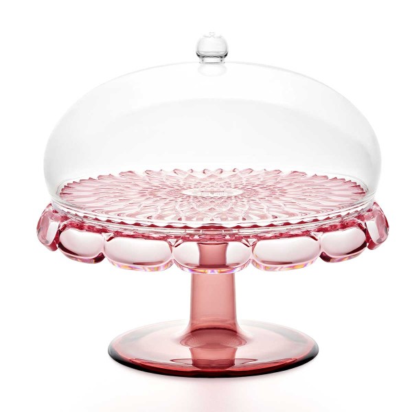 VANITY FLAMINGO CAKE STAND W/DOME 30CM PINK ACRYL