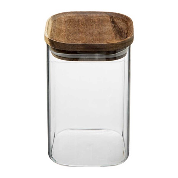 HERMET SQUARE GLASS JAR 0,9L ACACIA LID