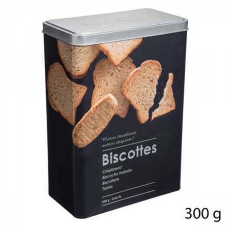 BLACK BISCOTTES CRISPBREAD EMBOSSED METAL BOX