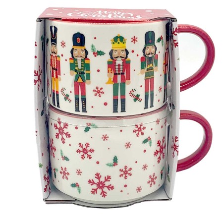 NUTCRACKER S/2  MUGS 340ML COLOR SLEEVE PORCELAIN