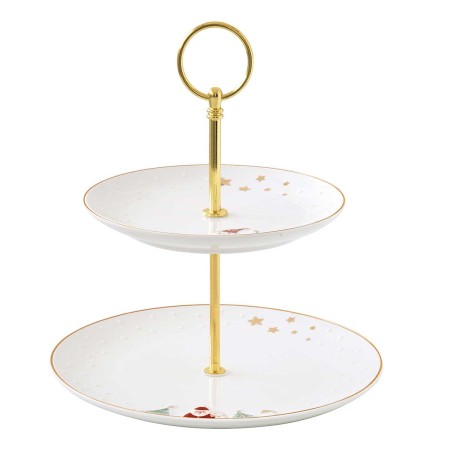 LET IT SNOW 2-TIER PORCELAIN CAKE PLATE 16/21CM