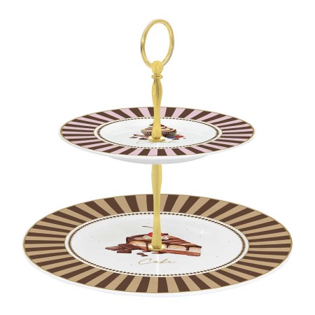 SWEET MOMENTS 2-TIER PORCELAIN CAKE PLATE 14.5/18C