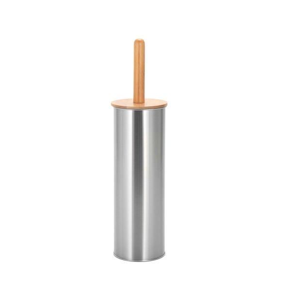 TOILET BRUSH WITH BAMBOO LID & HANDLE METAL