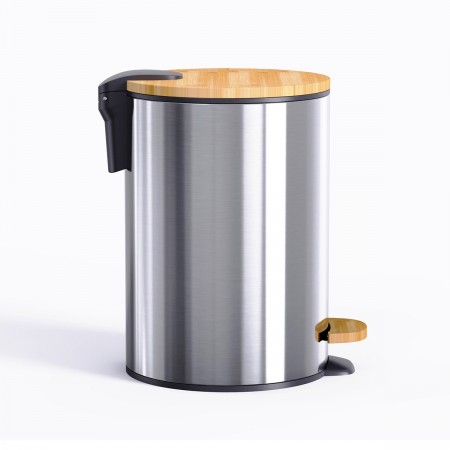 PEDAL BIN WITH BAMBOO LID 5LTMETAL