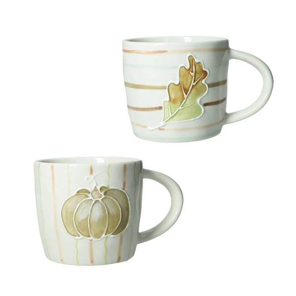 LE ZUCCHE 2PCS MUG PUMPKIN & OAK STONEWARE